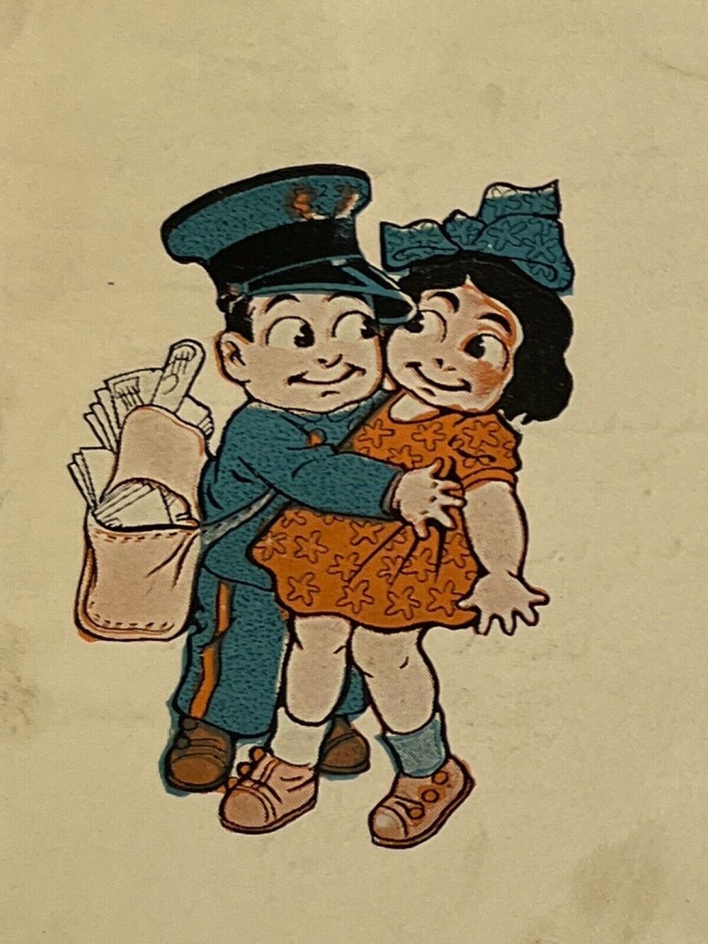 Antique 1917 Ephemera Posted Signed Postcard Humorous Mailman Girl Best Wishes